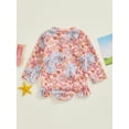 thumbnail image 4 of Bslissey Toddler Baby Girl Romper Swimsuit Floral Print Long Sleeve Bikini Swimwear Crew Neck Zipper Ruffled Bathing Suit Infant Summer Cute Beach Wear 6M 12M 18M 24M 3T, 4 of 9