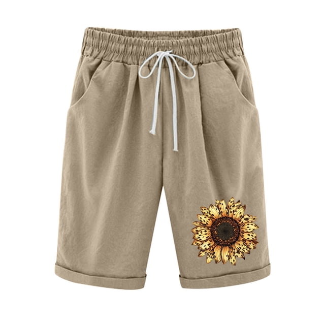 Mujeres Pantalones Cortos Casual Estampado Elástico de la Cintura Medio Pantalones Cortos, Casual con Bolsillos para el Uso Diario