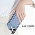 thumbnail image 4 of Dteck Detachable Back Cover for iPhone 16 Pro Max with Card Holder, Magnetic Wallet Pocket Carbon Fiber Texture PU Leather Slim Phone Case, Blue, 4 of 12