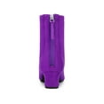 thumbnail image 5 of BLISSFUL STEP Women's Ankle Boots Faux Suede Low Chunky Heel Square Toe Back Zip Boots Dark Purple 9, 5 of 8
