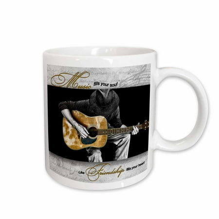 

3dRose Music Fills Your Soul Guitar Musician Ceramic Mug 15-ounce