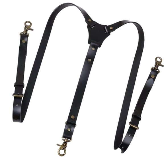 Ywmsfl Mens PU Suspenders With Easy Clip On Hook Formal Event Shoulder Strap