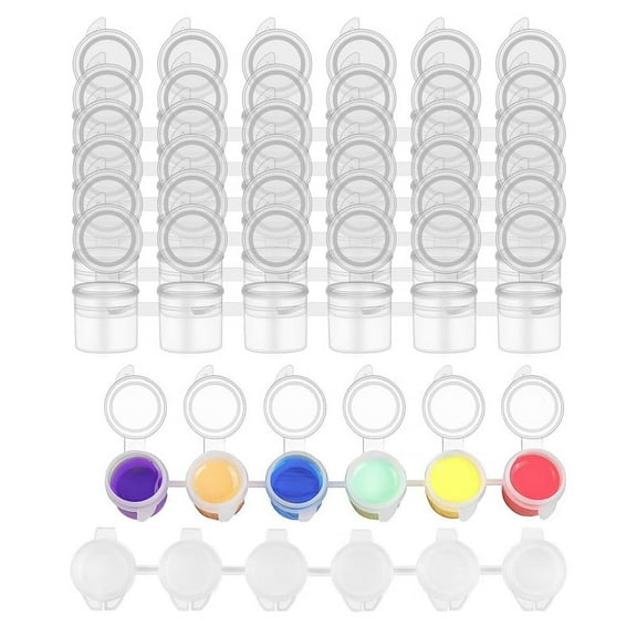 8 Strips/48 Pots 3Ml Empty Paint Strips Paint Cup Pots Plastic for Classrooms Schook10143