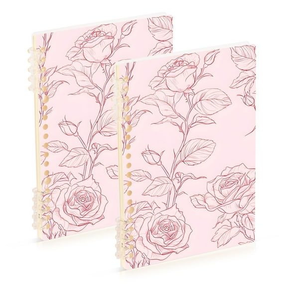 joogoo Spiral Journal Notebook Retro Rose Flower College Ruled Notebooks 8.3" x 5.7" 2 PCs