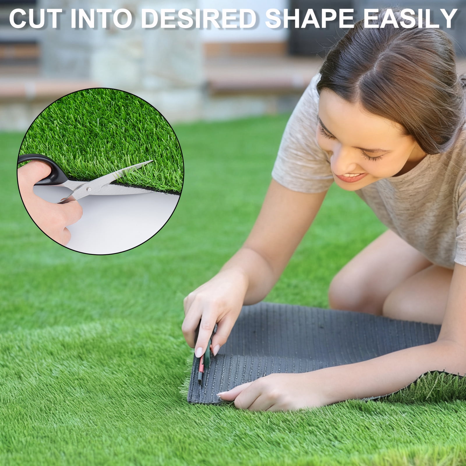 Outdoor Artificial Grass Runner Rug 6FT x 10FT, Thick Realistic Fake Grass Roll for Patio Balcony, Green