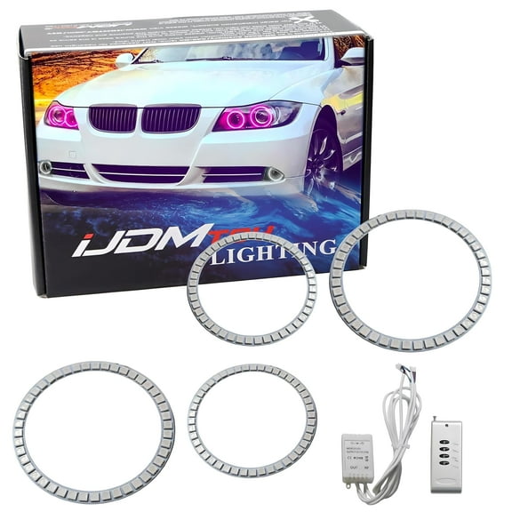 Multi-Color 174-SMD RGB LED Angel Eyes Halo Ring Lighting Kit w/Adjustable Setting, For 2006-2012 BMW E90/E91 3 Series 4-Door (Fit Xenon Trim ONLY)