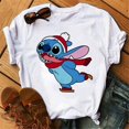 thumbnail image 1 of Camiseta navideña con dibujos animados de Lilo y Stitch para mujer, remera con estampado de Stitch, playera de manga corta con estampado Y2k, camisetas de calle para mujer, 1 of 5