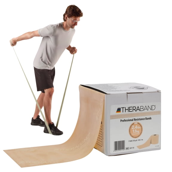 THERABAND Resistance Band, Tan, Extra Light, 50-Yard Roll, Elastic Band for Strength Training, Stretching, Yoga, Pilates, Physical Therapy, Portable & Cut-to-Length, Color-Coded Levels