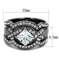 thumbnail image 2 of Women's Stainless Steel Two-Tone IP Light Black 7.42(g) CZ Clear Ring Set, 2 of 5