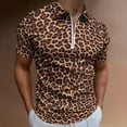 thumbnail image 2 of Leopard Men Zipper T-shirt Summer Casual Short Sleeve T-shirt Top, 2 of 7