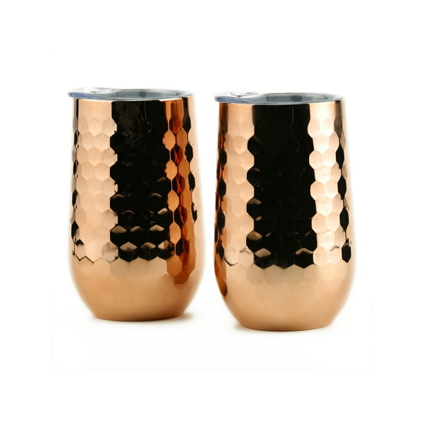 Bar340 by Cambridge Set of 2, 16Ounce Copper Faceted Stemless Tumblers