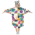 thumbnail image 2 of FORMRS Wearable Blanket Hoodie with Sleeves for Kids Cozy Flannel Sweatshirt, Green Geometric, 2 of 7