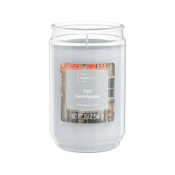 Mainstays Fall Farmhouse Single-Wick Glass Jar Candle, 20oz.