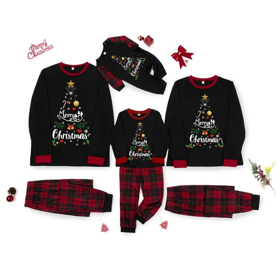 Cenuakty Matching Family Christmas Pajamas, Letter Snowflake Print Sleepwear PJs Set for Parents