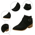 thumbnail image 6 of Modisza Women's Ankle Boots Chunky Low Heeled Short Booties Buckle Side Zipper Suede Dress Western Fall Work Shoes Black 8, 6 of 8