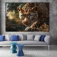 thumbnail image 5 of Mudket Blue Eyed Stalking Leopard Jungle Canvas Wall Art, Realistic Safari Wildlife Cool Posters Print Waterproof Canvas for Man Cave Office Living Room Home Decor, Framed Ready to Hang - 12"L x 8"W, 5 of 9