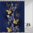 thumbnail image 6 of SUNOLIFE Blue Butterfly Shower Curtain Navy Blue Waterproof Fabric Bathroom Curtain with Hooks,72x72 in, 6 of 6
