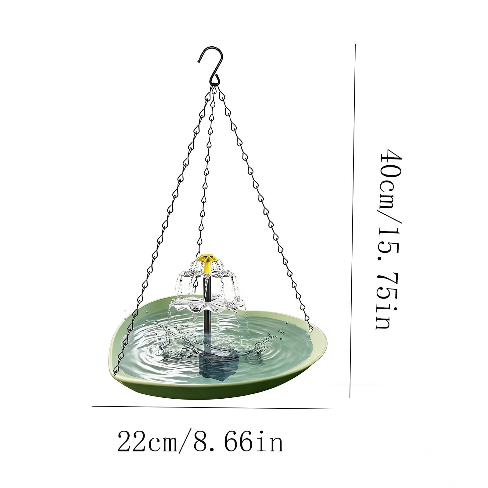 Fountwell Hanging Solar Bird Bath Fountain with Built-in Pump, Heart-Shaped Basin Cascade Water Flow – All-in-One No Wiring for Garden, Patio, Hummingbirds
