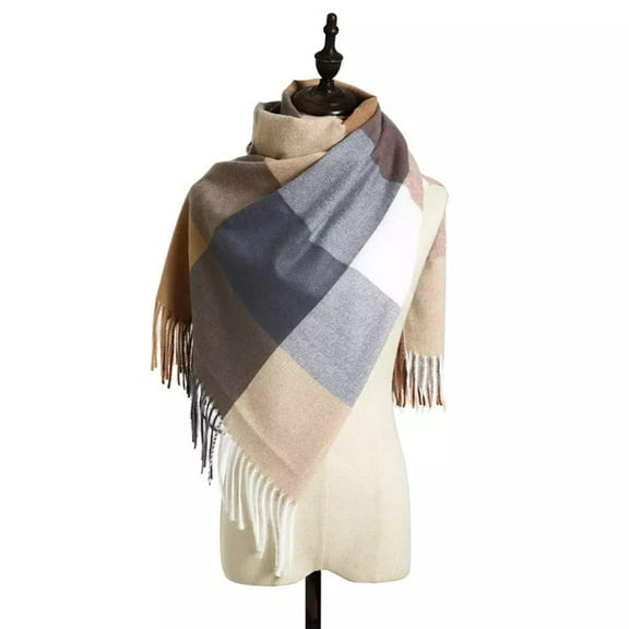 Grey Steel Plaid Cosy Scarf