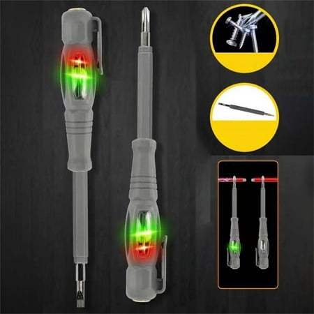 

PWPSG Magnetic Screwdriver and Tester Pen 2-in-1 Double High Brightness Color Light Measuring Pen Induction Measuring Pen with Screwdriver Gray