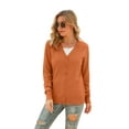 thumbnail image 2 of MLANM Womens Long Sleeve Open Front Cardigans Classic V Neck Button Down Sweaters, XL Orange, 2 of 5