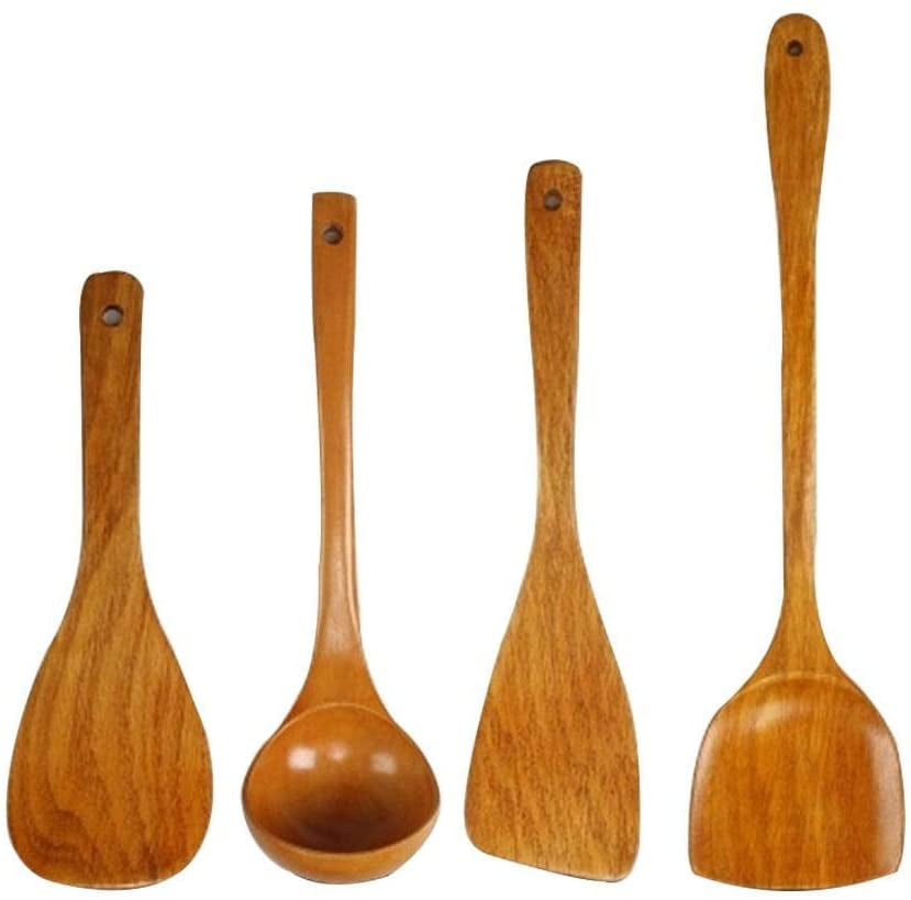 4PCS/Set Wooden Spatula Spoon Cooking Utensil Soup Kitchen-Tools Tableware G4L1 