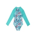 thumbnail image 3 of Alvivi Girls One-piece Long Sleeves Swimsuit Palm Printed Zippered Swimwear Rash Guard 4-16, 3 of 7