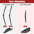 thumbnail image 3 of Unique Bargains 3 Pcs 26" 24" 14" Front Rear Windshield Wiper Blade Set Fit for Honda Pilot with J / U Hook Black, 3 of 5