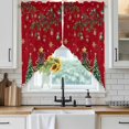 thumbnail image 6 of Christmas Tree Swag Valances for Windows 2 Pack, Kitchen Window Curtains 36 Inch Length, Red Winter Xmas Ball Berry Snowflakes Privacy Swag Curtains for Living Room/Bathroom with Rod Pocket 36"x36", 6 of 8
