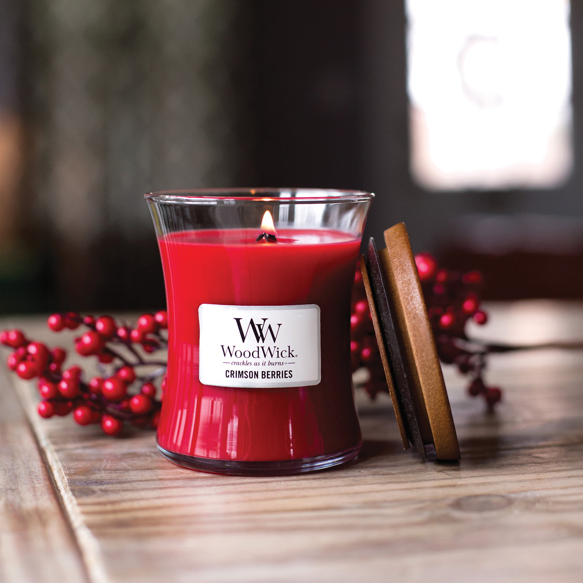 WoodWick Candle CLOSEOUT! WoodWick Medium Holiday Crimson Berries Dancing  Glass Candle - Macy's