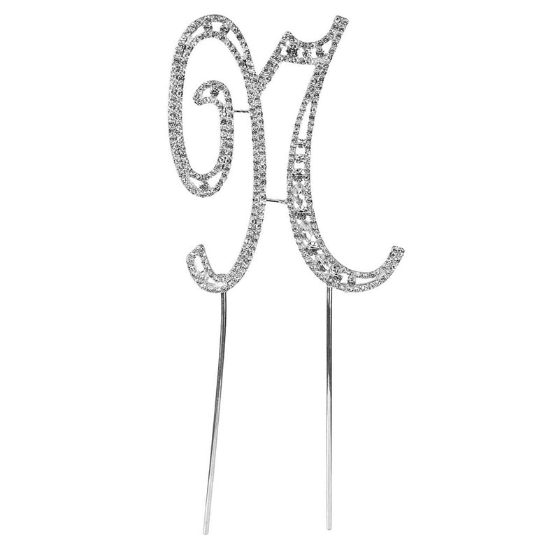 O'Creme Rhinestone Cake Topper - 4-Inch, Silver-Colored Letters for  Wedding, Birthday, and Personalized Cakes - Sparkly Metal Alphabet Bling