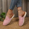 thumbnail image 5 of Pink Flat Shoes For Women Slip On Mules Backless Loafers Solid Color Casual Shoes Soft Suede Material Comfortable Everyday Footwear Size 39, 5 of 9