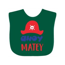 Inktastic Ahoy Matey, Pirate Hat, Skull and Bones, Pirates Boys or Girls Baby Bib