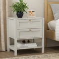 thumbnail image 4 of EYYTHUNG Farmhouse Nightstand Set of 2, Wooden Farmhouse Floor Night Stand with Storage Drawers and Open Shelf, Bedside Table, Antique White, 4 of 5