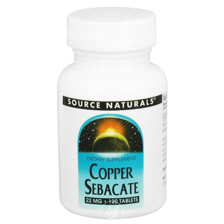 Source Naturals, Copper Sebacate, 22 mg, 120 Tablets, Pack of