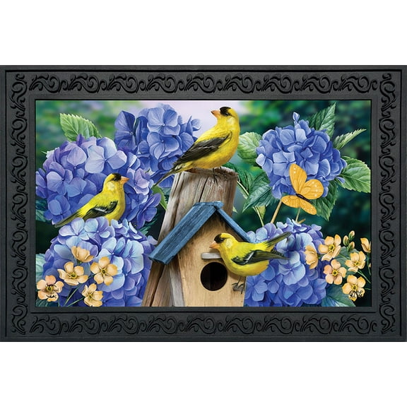 Briarwood Lane Goldfinches and Hydrangea Doormat