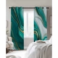 thumbnail image 2 of Teal Marble Black Out Curtains 54 Inch Long, Short Curtains for Small Window, Modern Gradient Abstract Gold Fluid Art Room Darkening Farmhouse Window Curtains for Kitchen Bedroom 42"x54" 2 Panels, 2 of 8