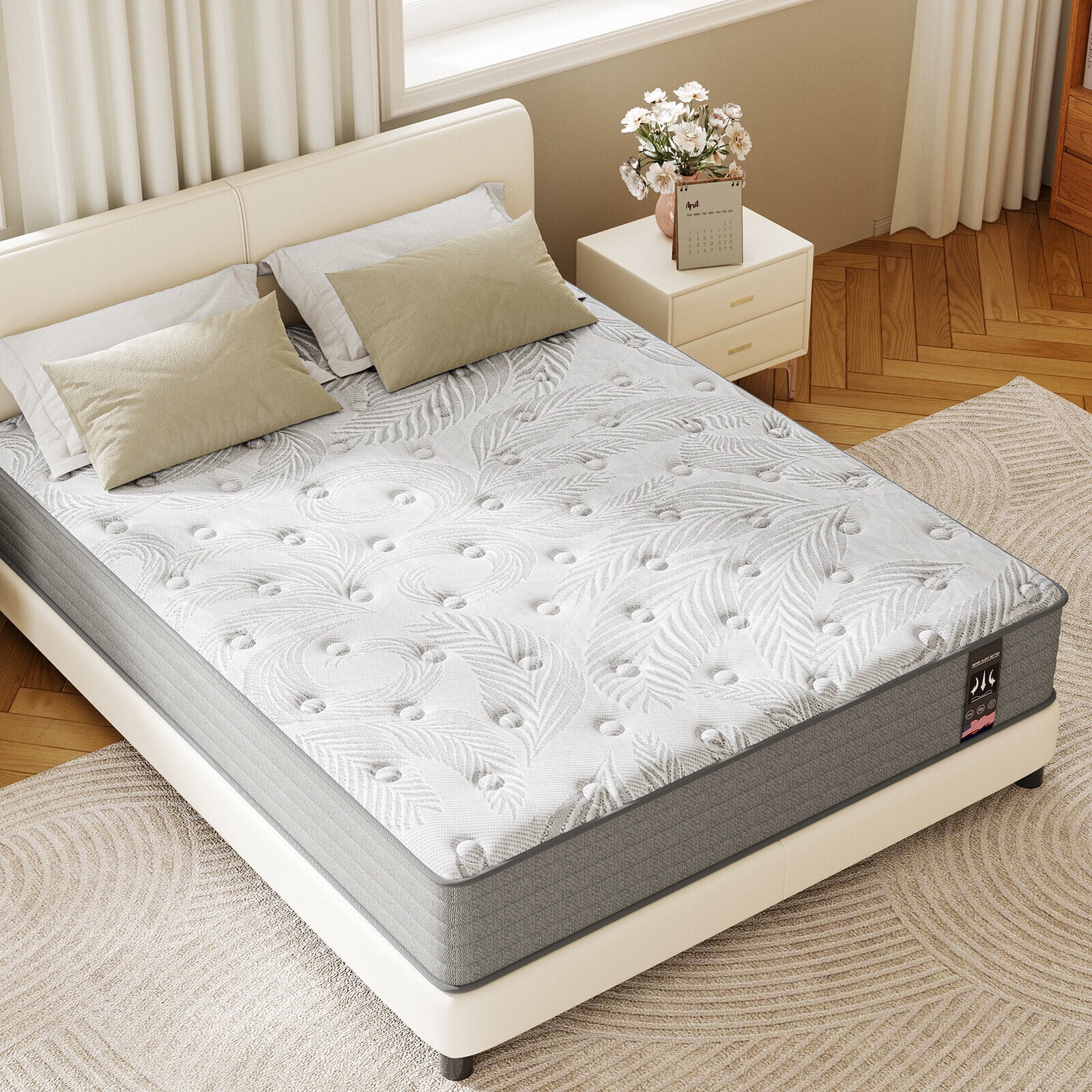 BoTong 12 inch Queen Medium Plush Innerspring Mattress Multi Layer Hybrid Pocket Spring pillow top mattress in a Box