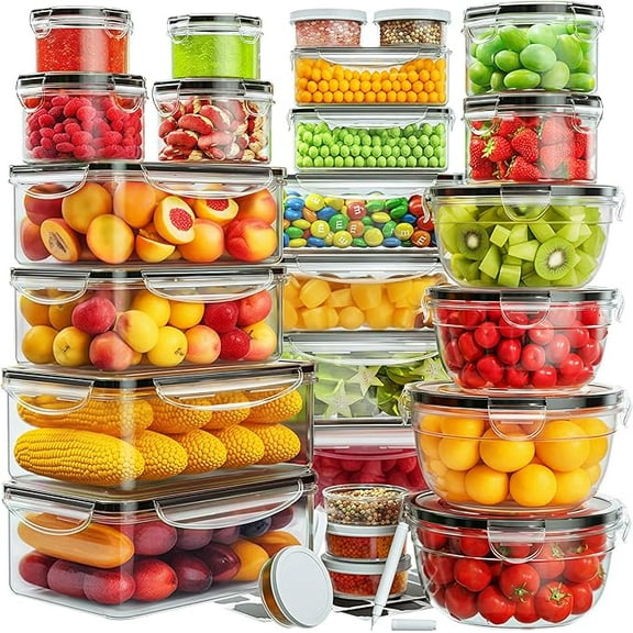 52 PCS Food Storage Containers with Lids Airtight (26 Lids & 26 Containers)- Reusable Plastic Leakproof Meal-Prep Container for Kitchen Storage Organization Safe with