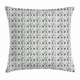 thumbnail image 1 of Romantic Throw Pillow Cushion Cover, Horizontal Art Borders with Ornate Flower Figures Leaves and Little Hearts, Decorative Square Accent Pillow Case, 16 X 16 Inches, Black and White, by Ambesonne, 1 of 2
