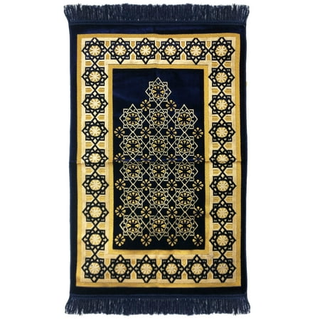 Hereke Turkish Rugs - Gold Star Border Authentic Lightweight Turkish Islamic Muslim Prayer Rug with Tassles