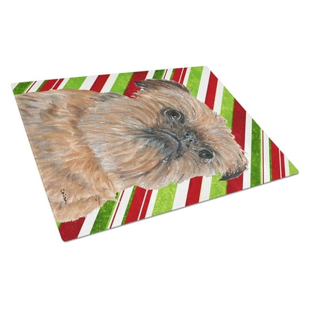 

Caroline s Treasures SC9614LCB Brussels Griffon Candy Cane Christmas Glass Cutting Board Large 12H x 16W multicolor