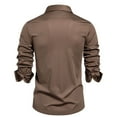 thumbnail image 4 of ZCFZJW Mens Stretch Dress Shirts Slim Fit Button Down Long Sleeve Stretch Collared Shirt Cotton Wrinkle Free Button Up Mens Tops Brown XXL, 4 of 6