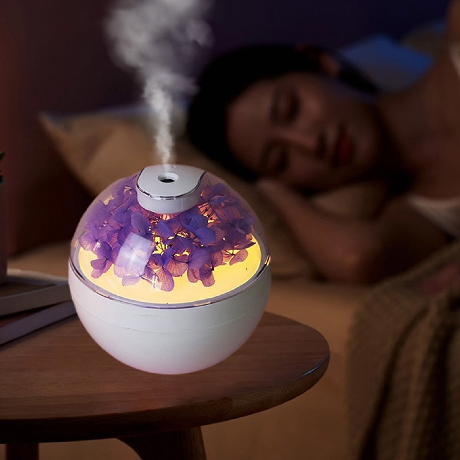 Humidifier for Bedroom,200Ml Everlasting Flower USB Aromatherapy Humidifier (Purple),for Baby Nursery and Plant