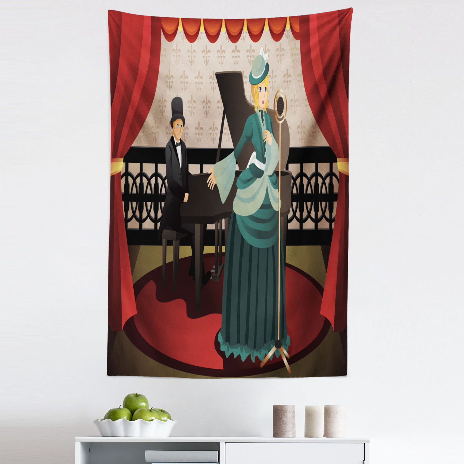 Opera Tapestry, Historic Clothes Woman Singer and Pianist Performing on  Stage Cartoon Illustration, Fabric Wall Hanging Decor for Bedroom Living  Room Dorm, 5 Sizes, Multicolor, by Ambesonne 