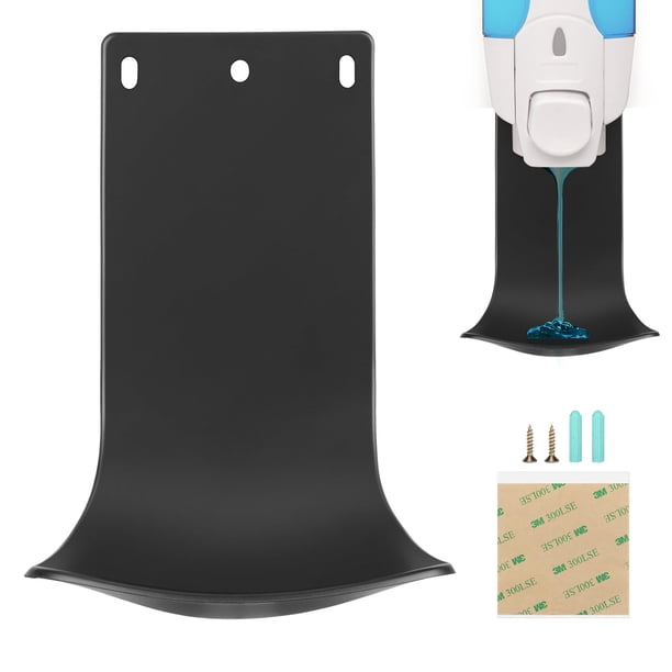 ZIOZERTT Dispensador Bandeja de goteo Soporte para dispensador de jabón para montaje en pared Detergente para ropa Colector de goteo Evita goteo y pulverización Fácil de limpiar (negro)
