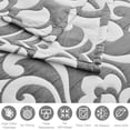 thumbnail image 6 of Chezmoi Collection Oversized Bedspread 100x106, Jacquard Matelasse Floral Damask Design, 5-Piece Lightweight Reversible Microfiber Bedding Coverlet Set for All Season, Queen, Dark Gray/White, 6 of 9