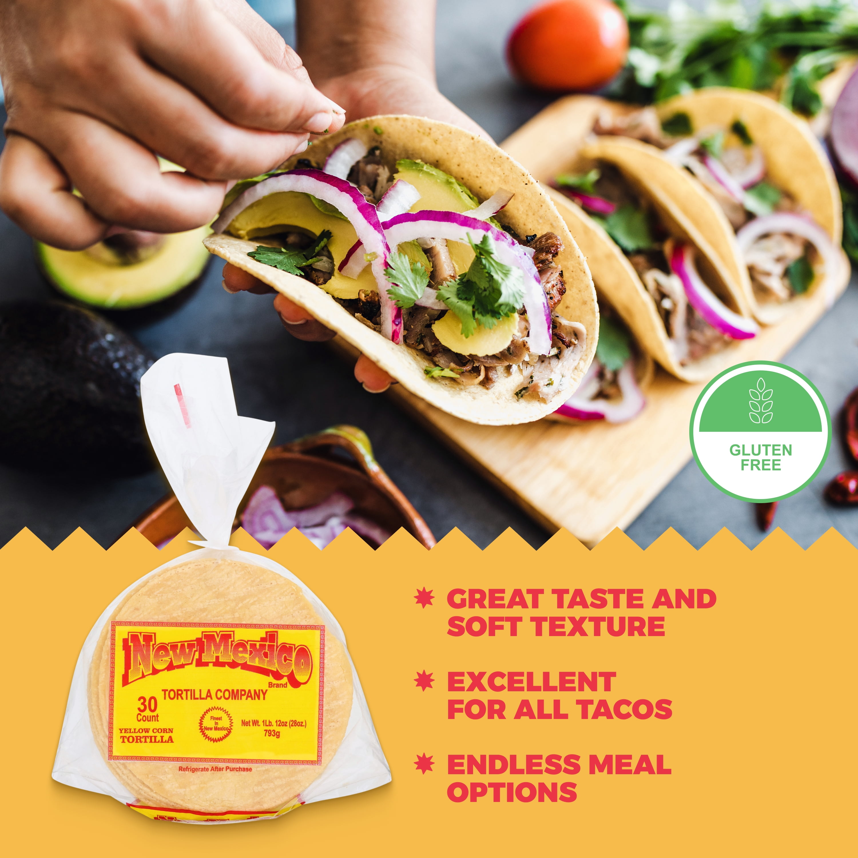 New Mexico Tortilla Company Gluten-Free White Corn Tortillas, 30 Count (28 oz)