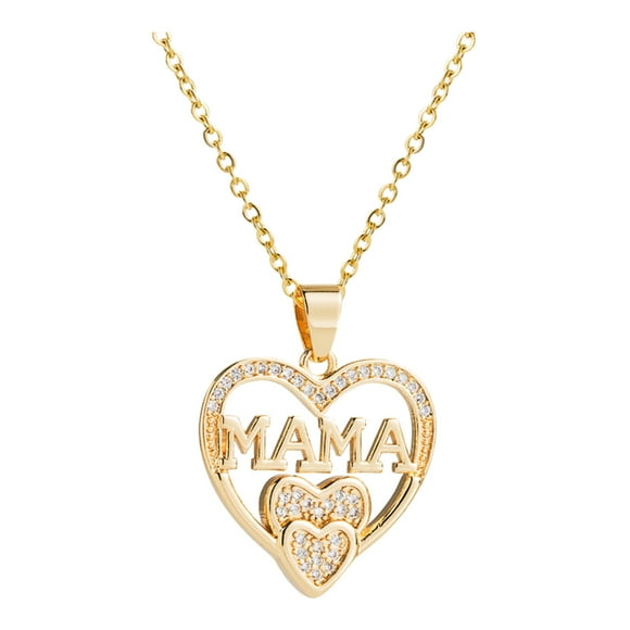 Hearth & Gear Day Necklace Copper Gold Plated Micro Inset Zircon Shaped MAMA Pendant Necklace with Pendant Mom Necklace Real Necklace Pearl Letter Necklace Woman Chain Extra Long Necklaces for Women