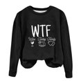 thumbnail image 1 of Rbaofujie Chandails Mignons pour Femmes Mode Femmes WTF Action de Grâce Vin Dinde Famille Décontracté Manches Longues Imprimé Col Rond Chandail en Molleton Ample Blouse Hauts Noir Chandails à Capuchon pour Filles, 1 of 3